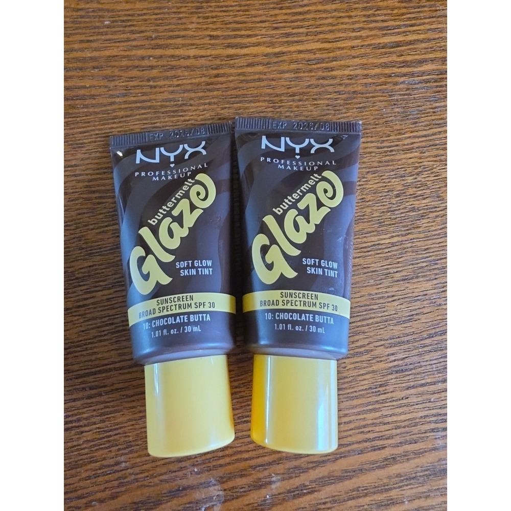 Lot Of 2  NYX Buttermelt‎ Glaze Soft Glow Skin Tint SPF 30  Chocolate Butta